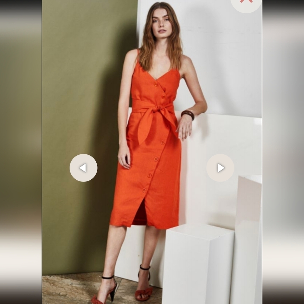 Joie, Carnel, Burnt Orange Linen Dress, Size M